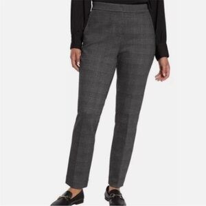 Banana Republic Women’s Ponte Plaid Pants Gray Black Slim Fit Straight Leg 6
